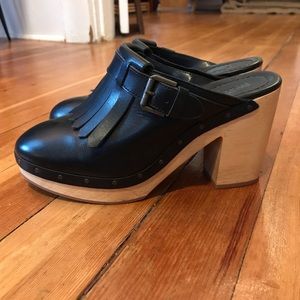 Madewell Clogs w leather fringe